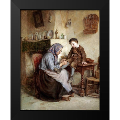 Worn Through Black Modern Wood Framed Art Print by Frere, Edouard