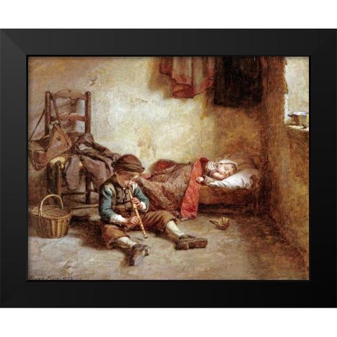 The Lullaby Black Modern Wood Framed Art Print by Frere, Pierre Edouard
