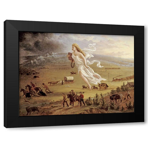 American Progress Black Modern Wood Framed Art Print by Gast, John