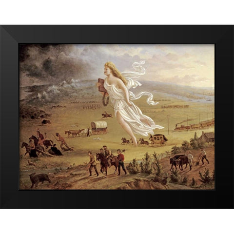 American Progress Black Modern Wood Framed Art Print by Gast, John