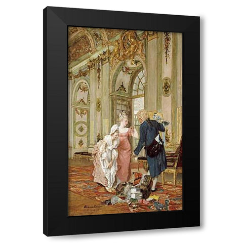 The Visiting Salesman Black Modern Wood Framed Art Print by Geiger, Caspar Augustin