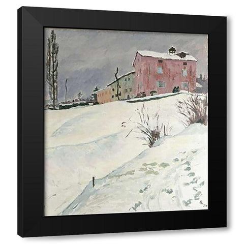 La Casa Rossa Black Modern Wood Framed Art Print by Giacometti, Giovanni