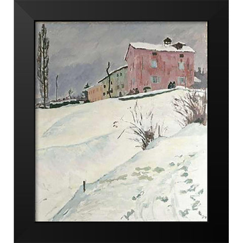 La Casa Rossa Black Modern Wood Framed Art Print by Giacometti, Giovanni
