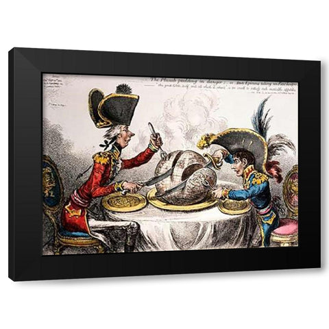 The Plum Pudding In Danger Black Modern Wood Framed Art Print by Gillray, James