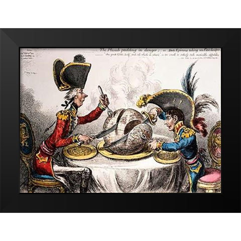 The Plum Pudding In Danger Black Modern Wood Framed Art Print by Gillray, James