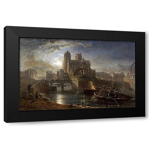 Notre Dame, Paris Black Modern Wood Framed Art Print by Goodall, Edward Angelo