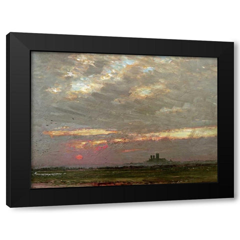 Lincoln Cathedral at Sunset Black Modern Wood Framed Art Print by Goodwin, Albert