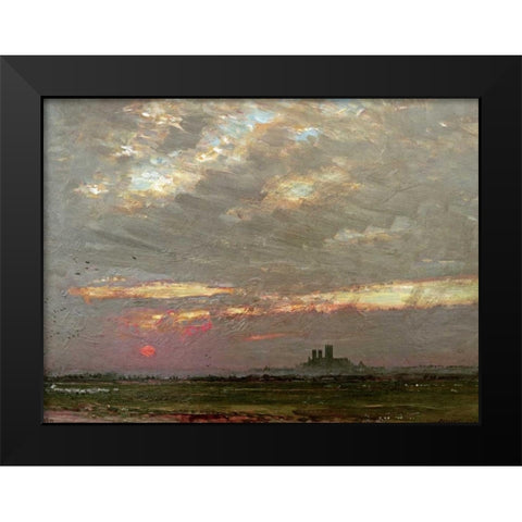 Lincoln Cathedral at Sunset Black Modern Wood Framed Art Print by Goodwin, Albert