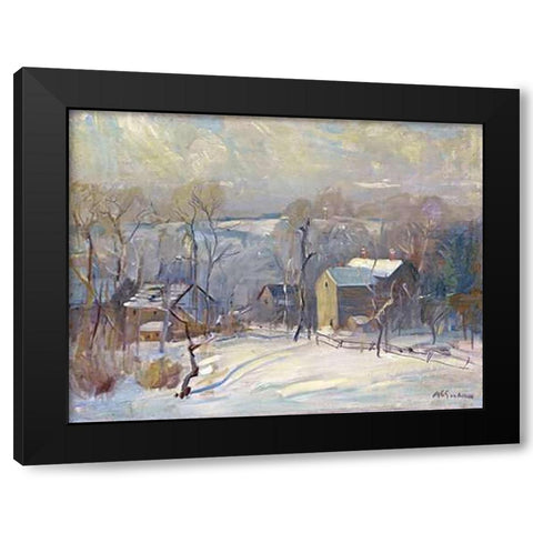 Village In Snow Black Modern Wood Framed Art Print with Double Matting by Goodwin, Arthur Clifton
