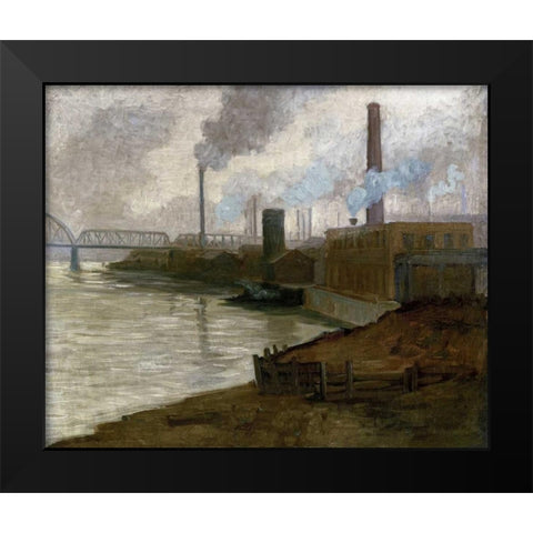 Industrial Scene - Mills on The Monongahela Black Modern Wood Framed Art Print by Gorson, Aaron Henry