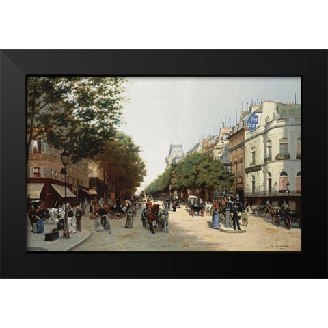 Le Boulevard Des Italiens, Paris Black Modern Wood Framed Art Print by Grandjean, Edmond Georges