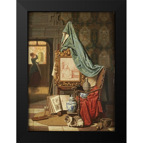 An Artists Studio Black Modern Wood Framed Art Print by Grips, Charles Josef