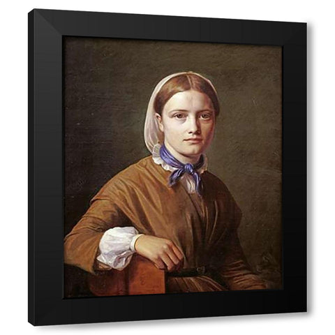 Portrait of Museumistiane Kobke Black Modern Wood Framed Art Print with Double Matting by Hansen, Constantin