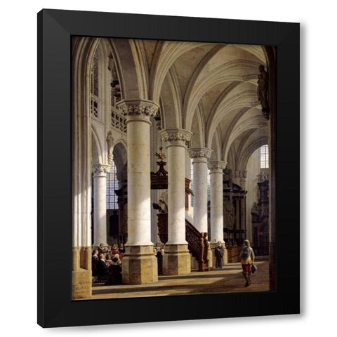 A Church Interior Black Modern Wood Framed Art Print with Double Matting by Hansen, Heinrich