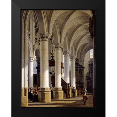 A Church Interior Black Modern Wood Framed Art Print by Hansen, Heinrich