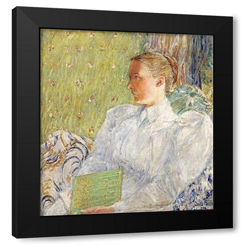 Portrait of Edith Blaney (Mrs. Dwight Blaney) Black Modern Wood Framed Art Print by Hassam, Childe