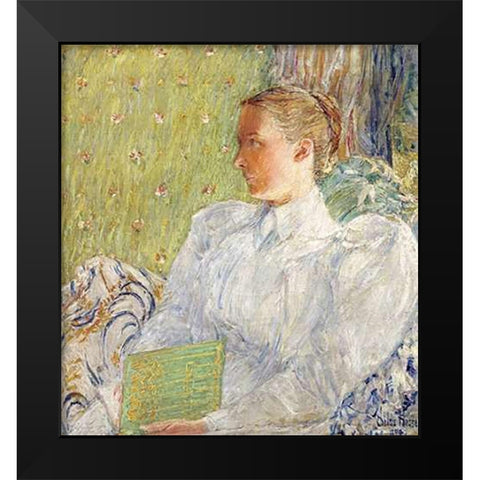 Portrait of Edith Blaney (Mrs. Dwight Blaney) Black Modern Wood Framed Art Print by Hassam, Childe