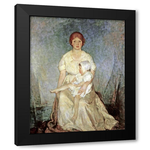 Motherhood Triumphant Black Modern Wood Framed Art Print by Hawthorne, Charles Webster
