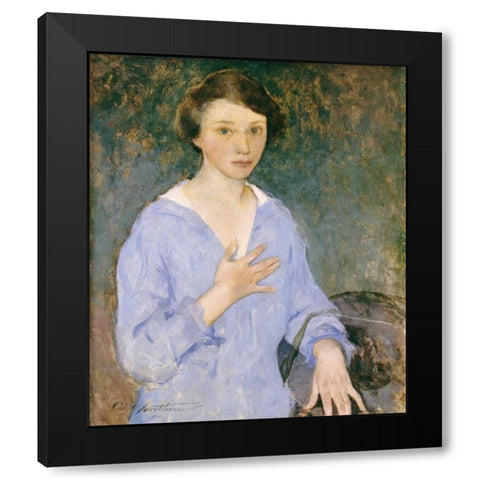 Nina Black Modern Wood Framed Art Print with Double Matting by Hawthorne, Charles Webster