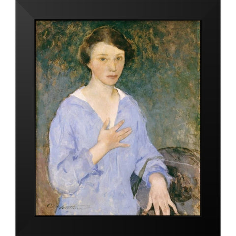 Nina Black Modern Wood Framed Art Print by Hawthorne, Charles Webster