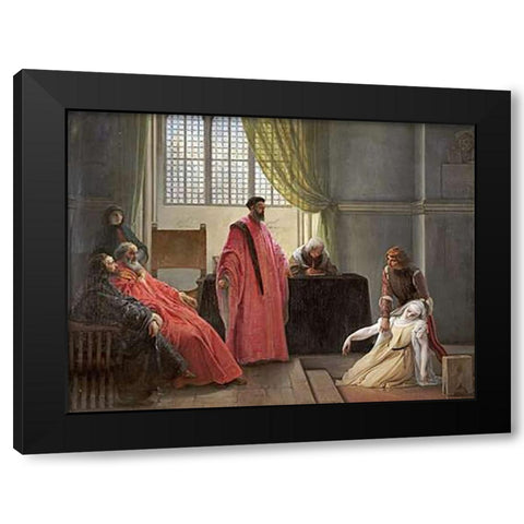 Valenza Gradenigo Before The Inquisition Black Modern Wood Framed Art Print with Double Matting by Hayez, Francesco