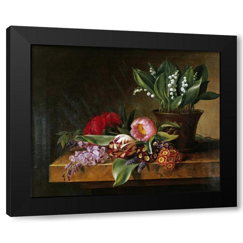 Lily of The Valley Black Modern Wood Framed Art Print by Hellesen, Hanne