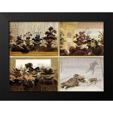 The Artists Commentary on Womens Hats Black Modern Wood Framed Art Print by Henry, Edward Lamson