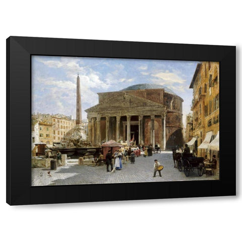 The Pantheon, Rome Black Modern Wood Framed Art Print with Double Matting by Herwegen-Manini, Veronika Mario