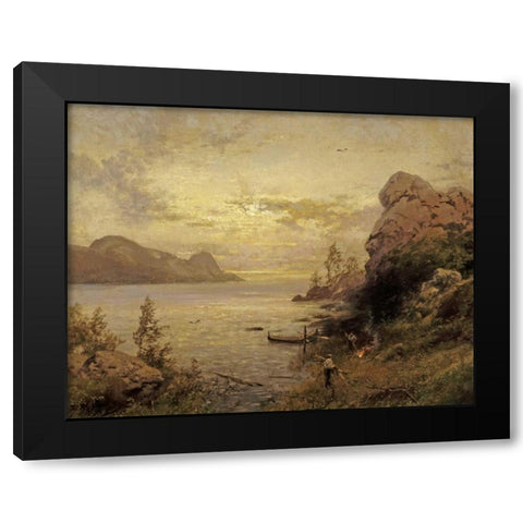 Camp Site Black Modern Wood Framed Art Print by Herzog, Herman
