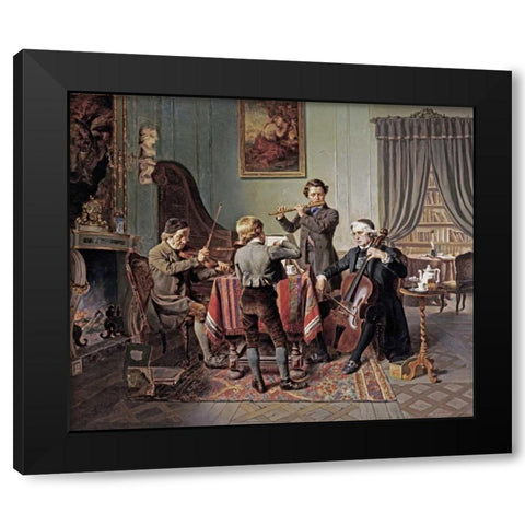 The Quartet Black Modern Wood Framed Art Print by Hiddemann, Friedrich-Peter