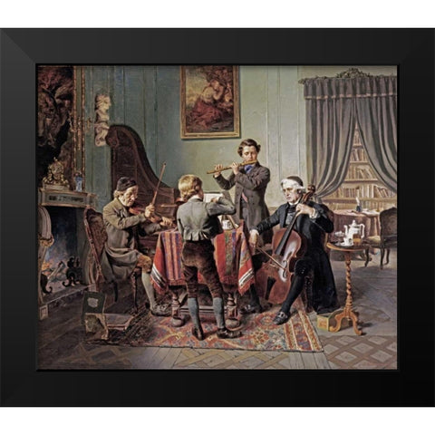 The Quartet Black Modern Wood Framed Art Print by Hiddemann, Friedrich-Peter