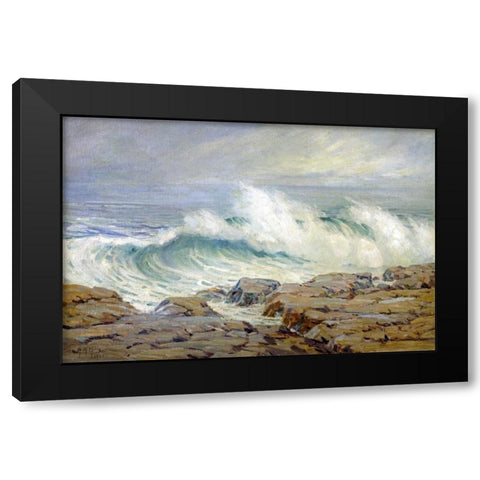 Breaking Wave Black Modern Wood Framed Art Print with Double Matting by Hills, Anna Althea