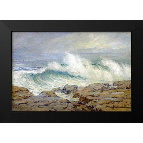 Breaking Wave Black Modern Wood Framed Art Print by Hills, Anna Althea
