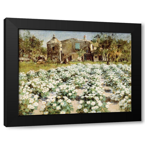 A Normandy Farmhouse Black Modern Wood Framed Art Print with Double Matting by Hitchcock, George