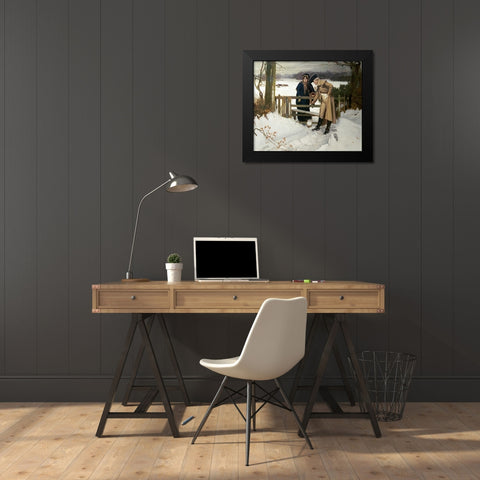 The Lovers Vows Black Modern Wood Framed Art Print by Holyoake, William