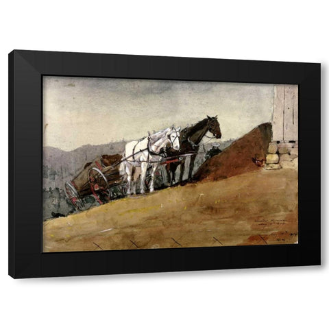 The Hill Top Barn - Houghton Farm Black Modern Wood Framed Art Print with Double Matting by Homer, Winslow
