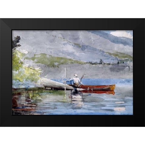 The Red Canoe Black Modern Wood Framed Art Print by Homer, Winslow