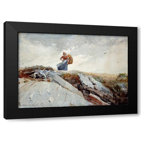 Down The Cliff Black Modern Wood Framed Art Print with Double Matting by Homer, Winslow