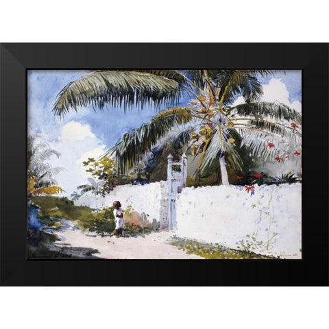 A Garden In Nassau Black Modern Wood Framed Art Print by Homer, Winslow