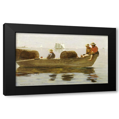 Three Boys In a Dory Black Modern Wood Framed Art Print with Double Matting by Homer, Winslow