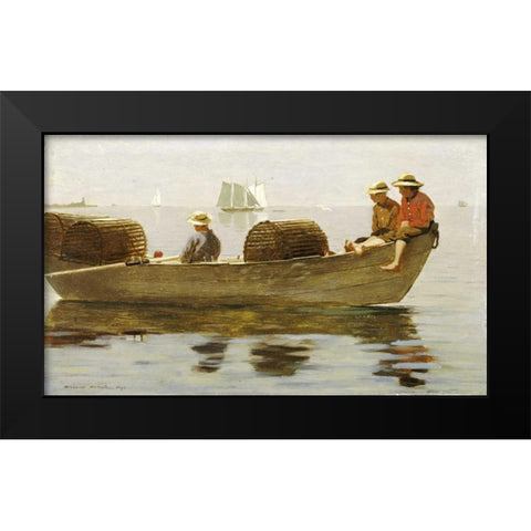 Three Boys In a Dory Black Modern Wood Framed Art Print by Homer, Winslow