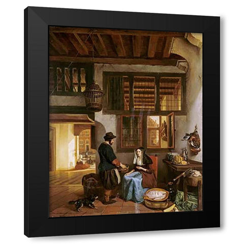 A Dutch Interior Black Modern Wood Framed Art Print with Double Matting by Van Hove, Hubertus