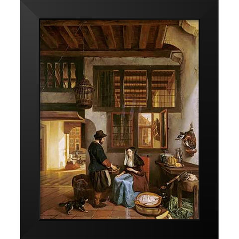 A Dutch Interior Black Modern Wood Framed Art Print by Van Hove, Hubertus