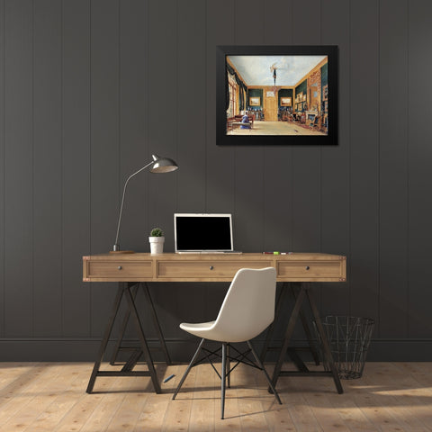 The Green Drawing Room Black Modern Wood Framed Art Print by Hunt, William Henry