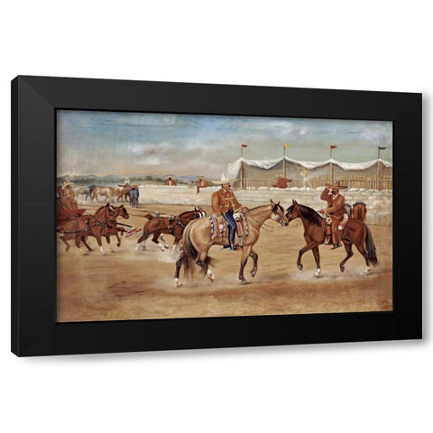 The Arrival of The Boss at The Rodeo Black Modern Wood Framed Art Print with Double Matting by Icaza, Ernesto