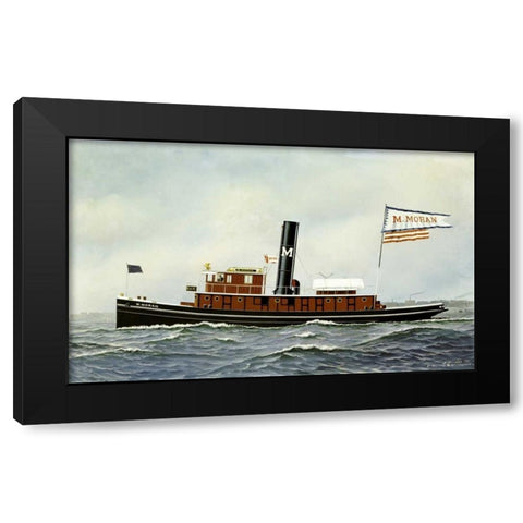M. Moran Tug Boat Black Modern Wood Framed Art Print with Double Matting by Jacobsen, Antonio