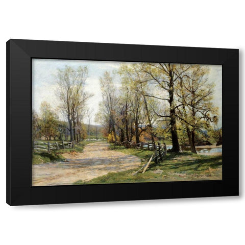The Country Lane Black Modern Wood Framed Art Print with Double Matting by Jones, Hugh Bolton