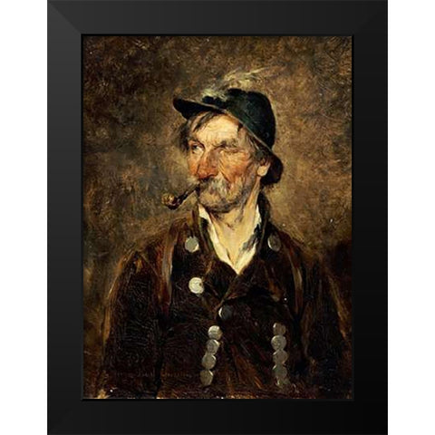 The Old Hunter Black Modern Wood Framed Art Print by Kauffmann, Hugo