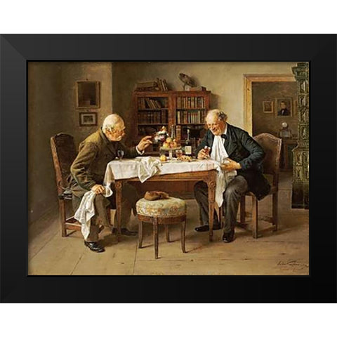 War Time Reminiscences Black Modern Wood Framed Art Print by Kaufman, Isidor