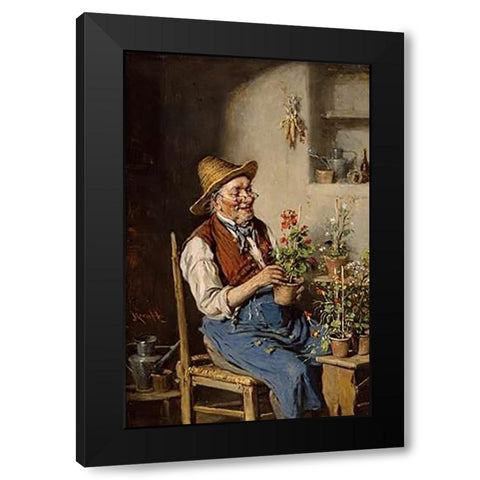 The Gardener Black Modern Wood Framed Art Print by Kern, Herman